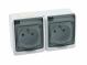 Zásuvka dvojnásobná bílá IP44 na omítku D.3112GG/1 kouřové víčko