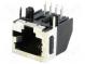 Zásuvka  RJ45  PIN  8  Uspořádání výv  8p8c  THT  na PCB