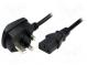 Kabel  BS 1363 (G) vidlice,IEC C13 zásuvka  PVC  2,5m  černá