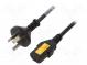 Kabel  GB 2099 vidlice,IEC C13 zásuvka  PVC  2m  se zajištěním