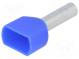Trubičková koncovka  izolovaná,dvojité  měď  2,5mm2  13mm  14AWG