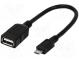 Kabel  OTG, USB 2.0  USB A zásuvka, USB B micro vidlice  0,2m