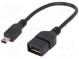 Kabel  OTG, USB 2.0  USB A zásuvka, USB B mini vidlice  0,2m