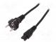 Kabel  CEE 7/7 (E/F) vidlice,IEC C5 zásuvka  1,8m  černá  10A