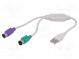 Adaptér USB-PS2  PS/2 zásuvka x2,USB A vidlice  bílá
