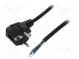 Kabel  CEE 7/7 (E/F) úhlová vidlice,vodiče  PVC  1,5m  černá