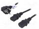 Kabel  CEE 7/7 (E/F) úhlová vidlice,IEC C13 zásuvka x2  PVC