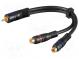 Kabel  RCA zásuvka x2,RCA vidlice  0,2m  Povrch  zlacený  černá