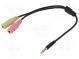 Kabel  Jack 3,5mm 3pin zásuvka x2,Jack 3,5mm 4pin vidlice