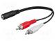 Kabel  Jack 3,5mm 3pin zásuvka,RCA vidlice x2  1,4m  černá