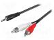 Kabel  Jack 3,5mm 3pin vidlice,RCA vidlice x2  0,5m  černá