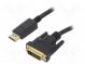 Cable  DisplayPort plug,DVI-D (24+1) plug  PVC  3m  black