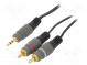 Kabel  Jack 3,5mm 3pin vidlice,RCA vidlice x2  2,5m  černá