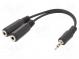 Kabel  Jack 3,5mm 3pin vidlice,Jack 3,5mm zásuvka x2  0,1m