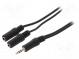 Kabel  Jack 3,5mm 3pin vidlice,Jack 3,5mm zásuvka x2  5m  černá
