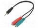 Kabel  Jack 3,5mm 4pin vidlice,Jack 3,5mm zásuvka x2  0,2m