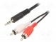 Kabel  Jack 3,5mm 3pin vidlice,RCA vidlice x2  1,5m  černá  PVC