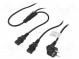 Kabel  CEE 7/7 (E/F) vidlice,IEC C13 zásuvka x2  1,5m  černá