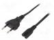 Kabel  CEE 7/16 (C) vidlice,IEC C7 zásuvka  3m  černá  2,5A  250V