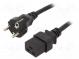 Kabel  CEE 7/7 (E/F) vidlice,IEC C19 zásuvka  3m  černá  16A
