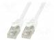 Patch cord  U/UTP  6  lanko  CCA  PVC  bílá  1,5m  24AWG