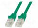 Patch cord  U/UTP  6  lanko  CCA  PVC  zelená  1,5m  24AWG