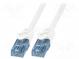 Patch cord  U/UTP  6a  lanko  CCA  PVC  bílá  1,5m  26AWG