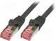 Patch cord  S/FTP  6  lanko  Cu  LSZH  černá  0,25m  27AWG