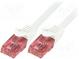 Patch cord  U/UTP  6  lanko  Cu  LSZH  bílá  0,5m  26AWG