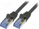 Patch cord  S/FTP  6a  lanko  Cu  LSZH  černá  0,25m  26AWG