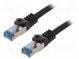 Patch cord  S/FTP  6a  lanko  Cu  LSZH  černá  250mm  26AWG