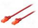 Patch cord  U/UTP  5e  lanko  CCA  PVC  červená  15m  26AWG