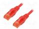 Patch cord  U/UTP  6  lanko  CCA  PVC  červená  0,5m  26AWG