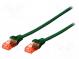 Patch cord  U/UTP  6  lanko  Cu  LSZH  zelená  0,5m  26AWG