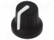 Knoflík  s ukazatelem  pryž,plast  Pr.hříd  6mm  Ø16x15,1mm  černá