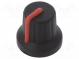 Knoflík  s ukazatelem  pryž,plast  Pr.hříd  6mm  Ø16x15,1mm  černá