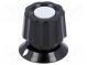 Knoflík  s ukazatelem  ABS  Pr.hříd  6mm  Ø19x19mm  černá
