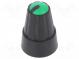 Knoflík  miniaturní  plast  Pr.hříd  6mm  Ø13x19mm  černá  zelená