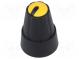 Knoflík  miniaturní  plast  Pr.hříd  6mm  Ø13x19mm  černá  žlutá
