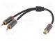 Kabel  zlacený  RCA zásuvka,RCA vidlice x2  0,2m  černá  stereo