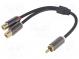 Kabel  zlacený  RCA zásuvka x2,RCA vidlice  0,2m  černá  stereo