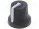 Knoflík  s ukazatelem  pryž,plast  Pr.hříd  6mm  Ø16,8x14,5mm