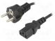 Kabel  CEE 7/7 (E/F) vidlice,IEC C13 zásuvka  PVC  1,5m  černá
