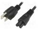 Kabel  IEC C5 zásuvka,NEMA 5-15 (B) vidlice  PVC  1,5m  černá