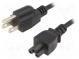 Kabel  IEC C5 zásuvka,NEMA 5-15 (B) vidlice  PVC  1,8m  černá