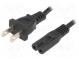 Kabel  IEC C7 zásuvka,NEMA 1-15 (A) vidlice  PVC  1,8m  černá
