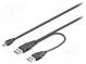 Kabel  USB 2.0  USB A vidlice x2,USB B mini vidlice  600mm