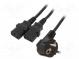 Kabel  CEE 7/7 (E/F) úhlová vidlice,IEC C13 zásuvka x2  PVC  2m