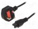 Kabel  BS 1363 (G) vidlice,IEC C5 zásuvka  PVC  1,8m  černá  13A