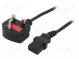 Kabel  BS 1363 (G) vidlice,IEC C13 zásuvka  PVC  1,8m  černá